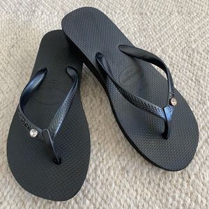 Havaianas High Crystal Black Flip Flops 36